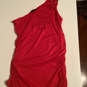 Express Ruched silky jersey one shoulder top